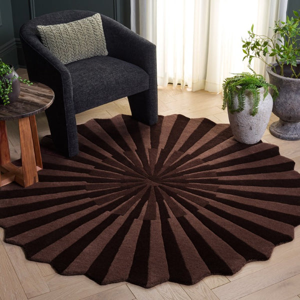 Safavieh Fifth Avenue Hand Tufted Wool Cotton Round Rug Soft Plush Pile for Living Rooms Brown FTV136T-6R