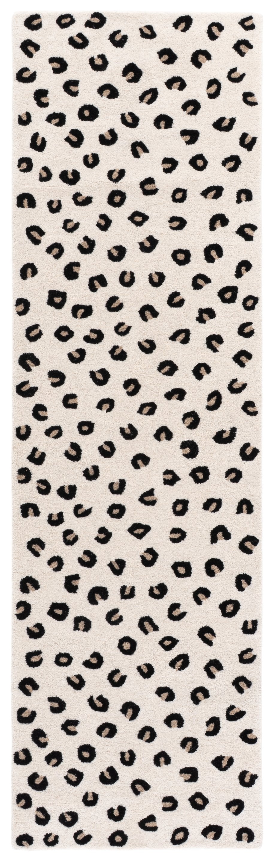 Safavieh Fifth Hand-Tufted Ivory And Black Runner — Wool-Cotton Blend, Plush 3/8" Pile, Artisanal Hallway Accent 2'-3" x 8'-0" FTV175A-28