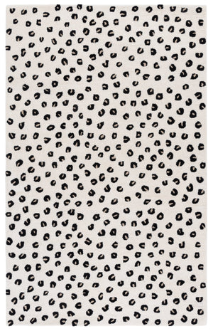 Safavieh Fifth Hand‑Tufted Ivory And Black Round Area Rug — Wool‑Cotton Blend, Low Pile, Timeless Glam Appeal 6'-0" x 6'-0" FTV175A-6R