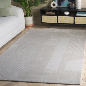 Safavieh Fifth Avenue Hand Tufted Wool Viscose Runner Geometric Grey Hallway Entryway Rug Gray 5'-0" x 8'-0" FTV251A-5