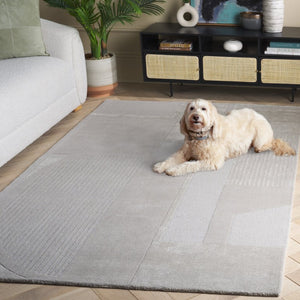 Safavieh Fifth Avenue Hand Tufted Wool Viscose Runner Geometric Grey Hallway Entryway Rug Gray 6'-0" x 9'-0" FTV251A-6