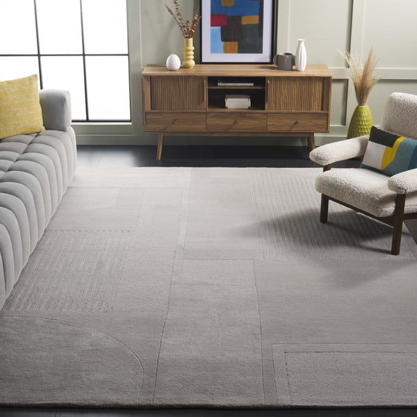 Safavieh Fifth Avenue Hand Tufted Wool Viscose Runner Geometric Grey Hallway Entryway Rug Gray 8'-0" x 10'-0" FTV251A-8