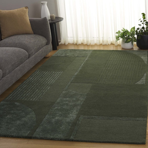 Safavieh Fifth Avenue Hand Tufted Wool Viscose Runner Geometric Grey Hallway Entryway Rug Green 6'-0" x 9'-0" FTV251Y-6