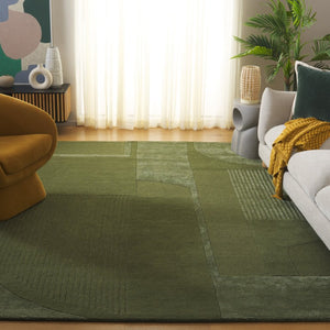 Safavieh Fifth Avenue Hand Tufted Wool Viscose Runner Geometric Grey Hallway Entryway Rug Green 8'-0" x 10'-0" FTV251Y-8