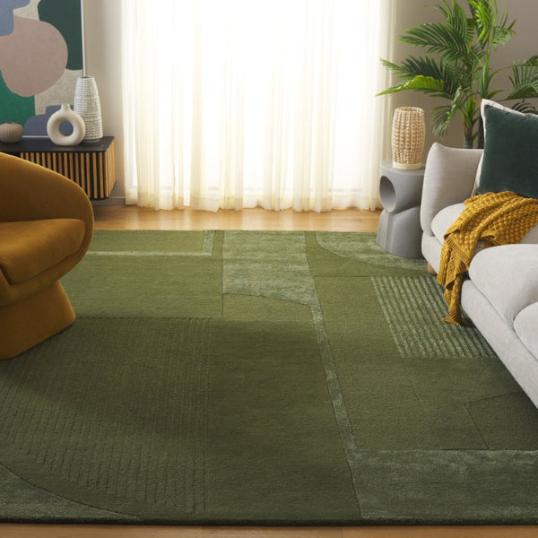 Safavieh Fifth Avenue Hand Tufted Wool Viscose Runner Geometric Grey Hallway Entryway Rug Green 8'-0" x 10'-0" FTV251Y-8