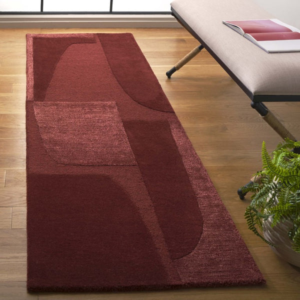 Safavieh Fifth Avenue Hand Tufted Wool Geometric Runner Rug for Hallways in Warm Rust FTV252P-28