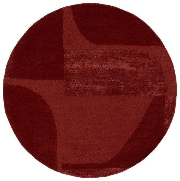 Safavieh Fifth Hand-Tufted Round Area Rug In Warm Rust - Wool/Viscose/Cotton Blend, Low 5/8" Pile, Modern Focal Point 4'-0" x 4'-0" FTV252P-4R