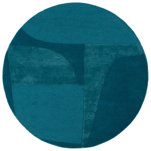 Safavieh Fifth Avenue Hand-Tufted Wool Runner Geometric Grey Hallway Rug Modern Style Blue 6'-0" x 6'-0" - Round FTV253L-6R