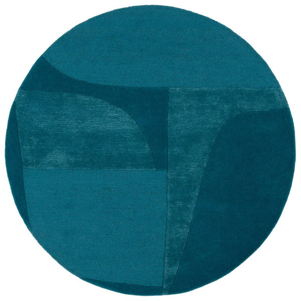 Safavieh Fifth Avenue Hand-Tufted Wool Runner Geometric Grey Hallway Rug Modern Style Blue 6'-0" x 6'-0" - Round FTV253L-6R