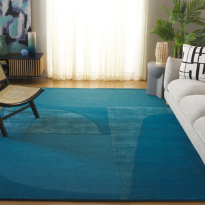 Safavieh Fifth Avenue Hand-Tufted Wool Runner Geometric Grey Hallway Rug Modern Style Blue 8'-0" x 10'-0" FTV253L-8