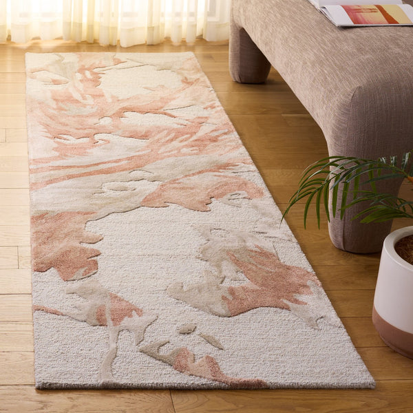 Safavieh Fifth Hand-Tufted Area Rug In Beige And Rust Abstract Design — Low-Profile Wool Blend For Modern Warmth And Durability 4'-0" x 6'-0" FTV501B-4