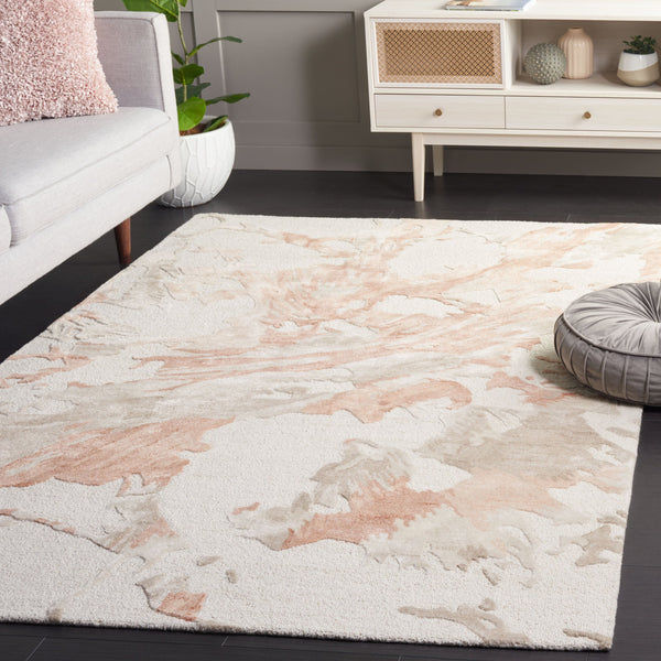 Safavieh Fifth Hand-Tufted Area Rug In Beige And Rust Abstract Design — Low-Profile Wool Blend For Modern Warmth And Durability 4'-0" x 6'-0" FTV501B-4