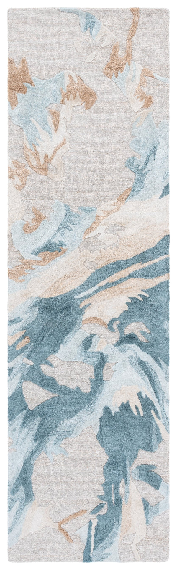 Safavieh Fifth Hand-Tufted Abstract Runner In Beige And Teal — Soft Blended Fibers, Low-Profile, Durable Style 2'-3" x 8'-0" FTV501L-28