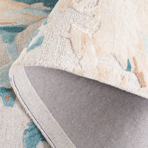 Safavieh Fifth Hand-Tufted Beige And Teal Abstract Rug — Wool Blend Low-Profile Texture For Modern Living Spaces 5'-0" x 8'-0" FTV501L-5