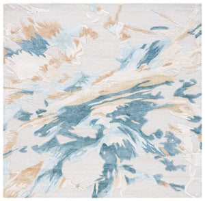 Safavieh Fifth Contemporary Hand-Tufted Area Rug In Beige And Teal Abstract Design — Wool Blend, Low Pile Durability 3'-0" x 5'-0" FTV501L-3