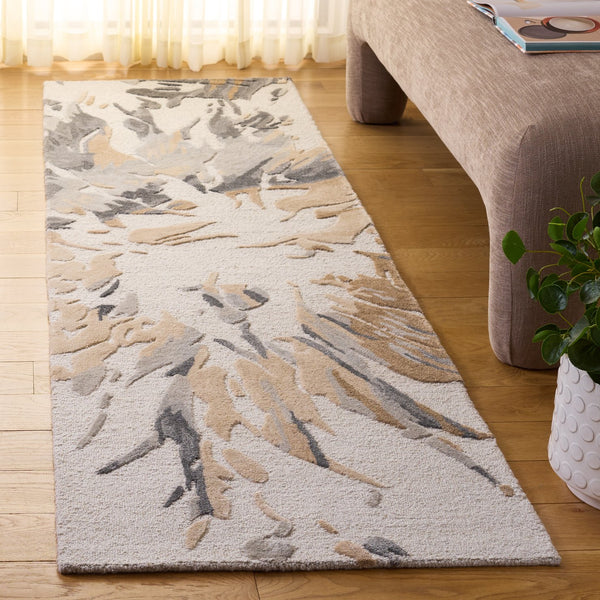 Safavieh Fifth Hand-Tufted Area Rug In Beige And Grey Abstract Motif — Wool Blend, Low-Profile Elegance 8'-0" x 10'-0" FTV502B-8