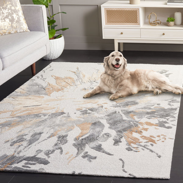 Safavieh Fifth Avnue Contemporary Hand-Tufted Beige And Grey Area Rug, Low Pile Wool Blend, Elegant Modern Flair 4'-0" x 6'-0" FTV502B-4