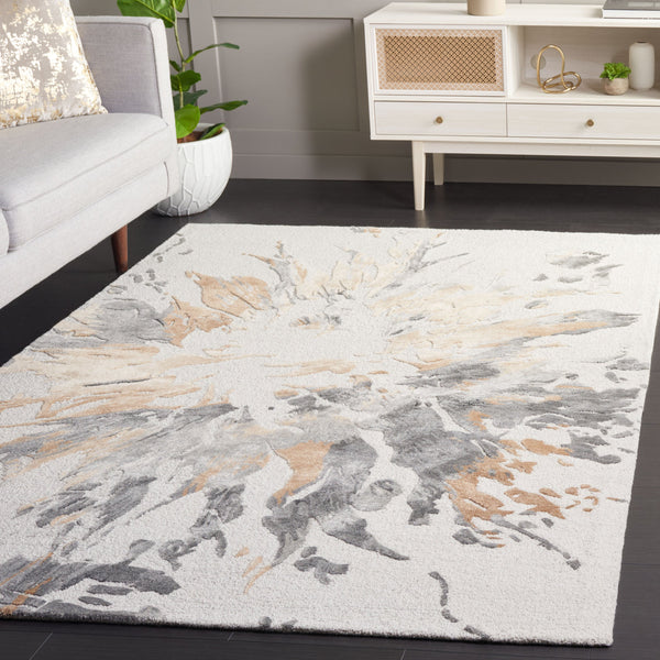 Safavieh Fifth Hand-Tufted Area Rug In Beige And Grey Abstract Tones — Wool Blend, Low-Profile Luxe Comfort 6'-0" x 6'-0" FTV502B-6SQ