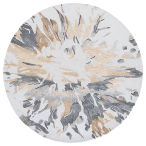 Safavieh Fifth Contemporary Round Area Rug — Hand-Tufted Beige Grey Abstract Design, Plush Low-Profile Comfort 6'-0" x 6'-0" FTV502B-6R