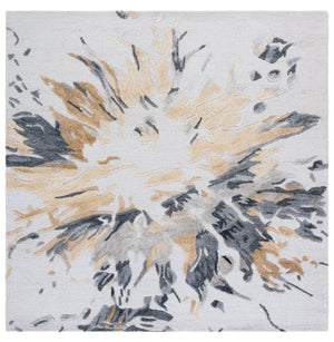 Safavieh Fifth Hand-Tufted Area Rug In Beige And Grey Abstract Tones — Wool Blend, Low-Profile Luxe Comfort 6'-0" x 6'-0" FTV502B-6SQ