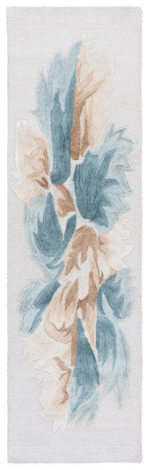 Safavieh Fifth Hand-Tufted Runner In Beige And Teal With Floral Motif, Wool-Blend Durability And Low-Profile Comfort 2'-3" x 8'-0" FTV503L-28