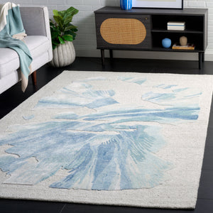 Safavieh Fifth Hand-Tufted Beige And Blue Abstract Area Rug — Wool-Viscose Blend, Low-Profile Elegance For Modern Spaces 3'-0" x 5'-0" FTV504M-3