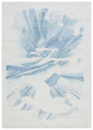 Safavieh Fifth Hand-Tufted Beige And Blue Abstract Area Rug — Wool-Blend Low Pile, Plush Durable Comfort For Living Spaces 5'-0" x 8'-0" FTV504M-5