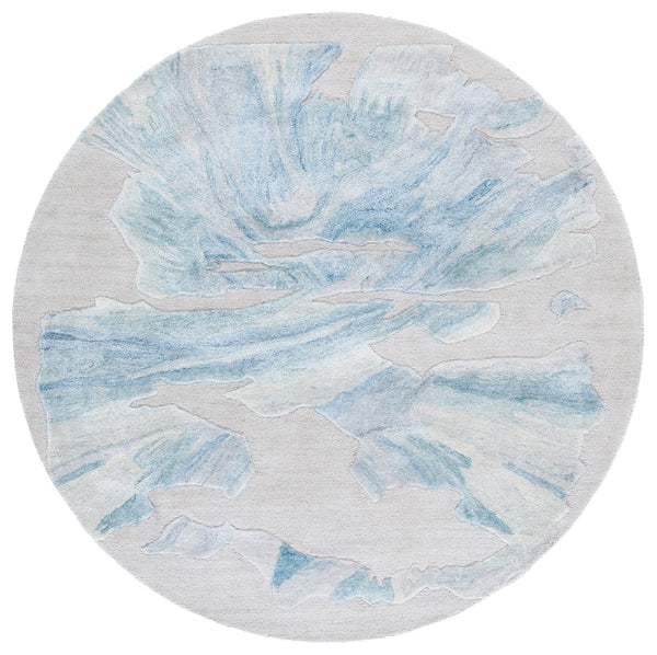 Safavieh Fifth Hand-Tufted Beige And Blue Abstract Area Rug — Wool-Viscose Blend, Low-Profile Elegance For Modern Spaces 3'-0" x 5'-0" FTV504M-3
