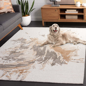Safavieh Fifth Hand-Tufted Area Rug In Beige Taupe — Wool-Blend Abstract Modern Motif For Elegant, Low-Profile Comfort 6'-0" x 6'-0" FTV506E-6SQ