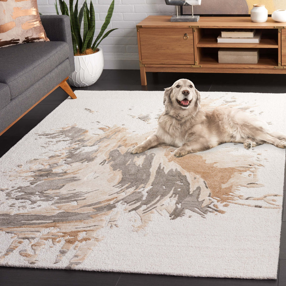 Safavieh Fifth Hand‑Tufted Abstract Area Rug In Beige Taupe — Low Pile Wool Blend, Elegant Neutral Accent 3'-0" x 5'-0" FTV506E-3