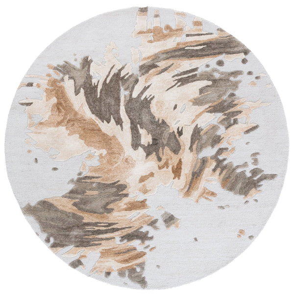 Safavieh Fifth Hand-Tufted Area Rug In Beige Taupe — Wool-Blend Abstract Modern Motif For Elegant, Low-Profile Comfort 6'-0" x 6'-0" FTV506E-6SQ