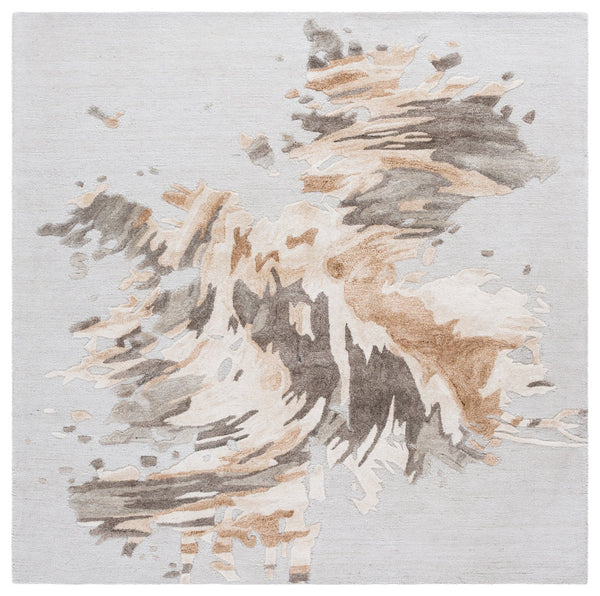 Safavieh Fifth Hand-Tufted Area Rug In Beige Taupe — Wool-Blend Abstract Modern Motif For Elegant, Low-Profile Comfort 6'-0" x 6'-0" FTV506E-6SQ