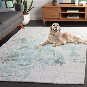 Safavieh Fifth Hand-Tufted Wool-Blend Accent Rug In Grey And Light Blue Abstract Design For Cozy Modern Rooms 3'-0" x 5'-0" FTV506L-3