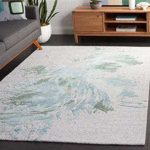 Safavieh Fifth Hand-Tufted Wool-Blend Accent Rug In Grey And Light Blue Abstract Design For Cozy Modern Rooms 3'-0" x 5'-0" FTV506L-3