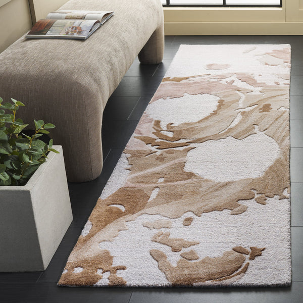 Safavieh Fifth Avenue 507P Hand-Tufted Square Area Rug In Beige And Rust Tones, Wool Blend, Low Pile, Modern Flair 6'-0" x 6'-0" FTV507P-6SQ