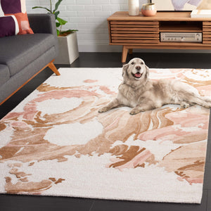 Safavieh Fifth Hand-Tufted Beige Rust Abstract Area Rug — Wool Blend Soft Pile, Modern Warmth & Texture 4'-0" x 6'-0" FTV507P-4