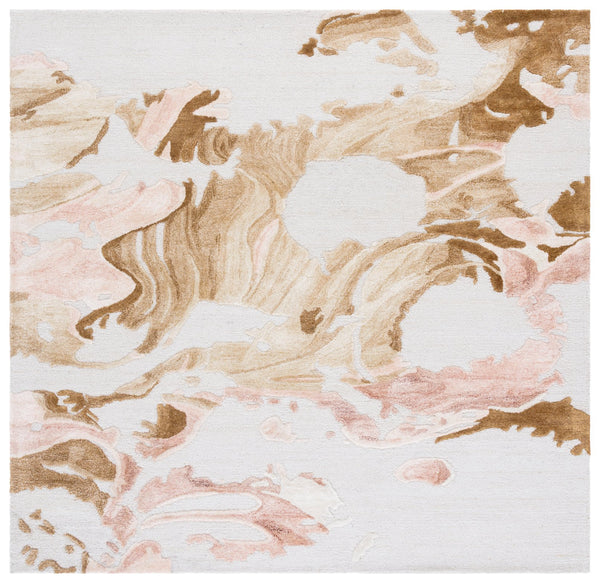Safavieh Fifth Avenue 507P Hand-Tufted Square Area Rug In Beige And Rust Tones, Wool Blend, Low Pile, Modern Flair 6'-0" x 6'-0" FTV507P-6SQ