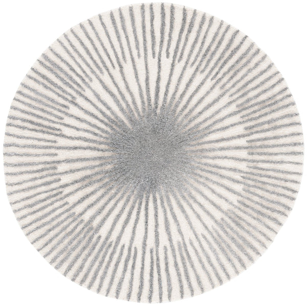 Safavieh Fifth Avenue Hand-tufted Round Area Rug - Modern Sunburst Pattern For Elegant Home Decor Upgrade Ivory ,Grey 50% Wool,30% Pet Yarn,20% Cotton Ftv551f-4r