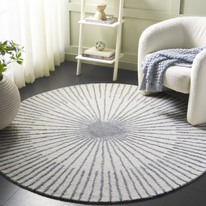 Safavieh Fifth Avenue Hand-tufted Round Area Rug - Modern Sunburst Pattern For Elegant Home Decor Upgrade Ivory ,Grey 50% Wool,30% Pet Yarn,20% Cotton Ftv551f-6r