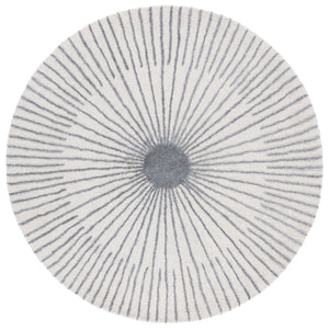 Safavieh Fifth Avenue Hand-tufted Round Area Rug - Modern Sunburst Pattern For Elegant Home Decor Upgrade Ivory ,Grey 50% Wool,30% Pet Yarn,20% Cotton Ftv551f-6r