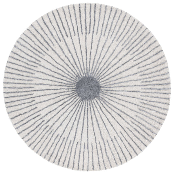 Safavieh Fifth Avenue Hand-tufted Round Area Rug - Modern Sunburst Pattern For Elegant Home Decor Upgrade Ivory ,Grey 50% Wool,30% Pet Yarn,20% Cotton Ftv551f-6r