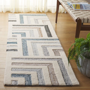 Safavieh Fifth Avenue Hand Tufted Wool Cotton Runner Geometric Ivory Grey Hallway Rug 2'-3" x 8'-0" FTV601A-28