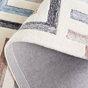 Safavieh Fifth Avenue Hand Tufted Wool Cotton Runner Geometric Ivory Grey Hallway Rug 5'-0" x 8'-0" FTV601A-5