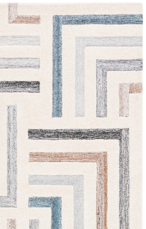 Safavieh Fifth Avenue Hand Tufted Wool Cotton Runner Geometric Ivory Grey Hallway Rug 5'-0" x 8'-0" FTV601A-5