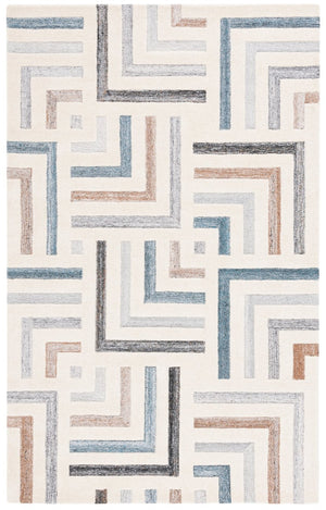 Safavieh Fifth Avenue Hand Tufted Wool Cotton Runner Geometric Ivory Grey Hallway Rug 6'-0" x 9'-0" FTV601A-6