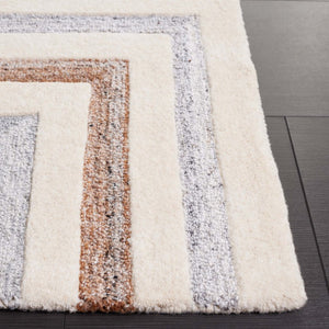 Safavieh Fifth Avenue Hand Tufted Wool Cotton Runner Geometric Ivory Grey Hallway Rug 6'-0" x 9'-0" FTV601A-6