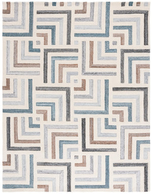 Safavieh Fifth Avenue Hand Tufted Wool Cotton Runner Geometric Ivory Grey Hallway Rug 8'-0" x 10'-0" FTV601A-8