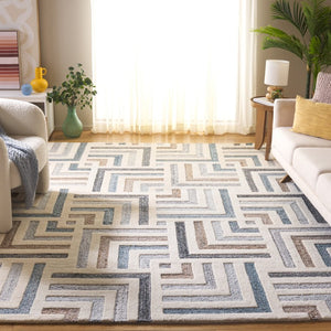 Safavieh Fifth Avenue Hand Tufted Wool Cotton Runner Geometric Ivory Grey Hallway Rug 8'-0" x 10'-0" FTV601A-8
