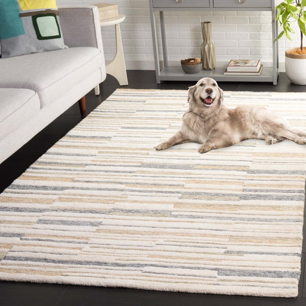 Safavieh Fifth Avenue Hand-Tufted Wool Cotton Runner Rug for Hallways and Entryways Ivory Beige 5'-0" x 8'-0" FTV602A-5