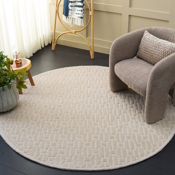Safavieh Fifth Hand-Tufted Ivory Area Rug — Wool-Cotton Blend, Low-Profile Pile, Geometric Modern Elegance For Living Spaces 6'-0" x 6'-0" FTV652A-6SQ